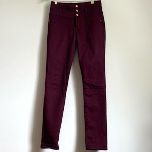 Refuge Dark Cranberry High Rise Skinny Jeans